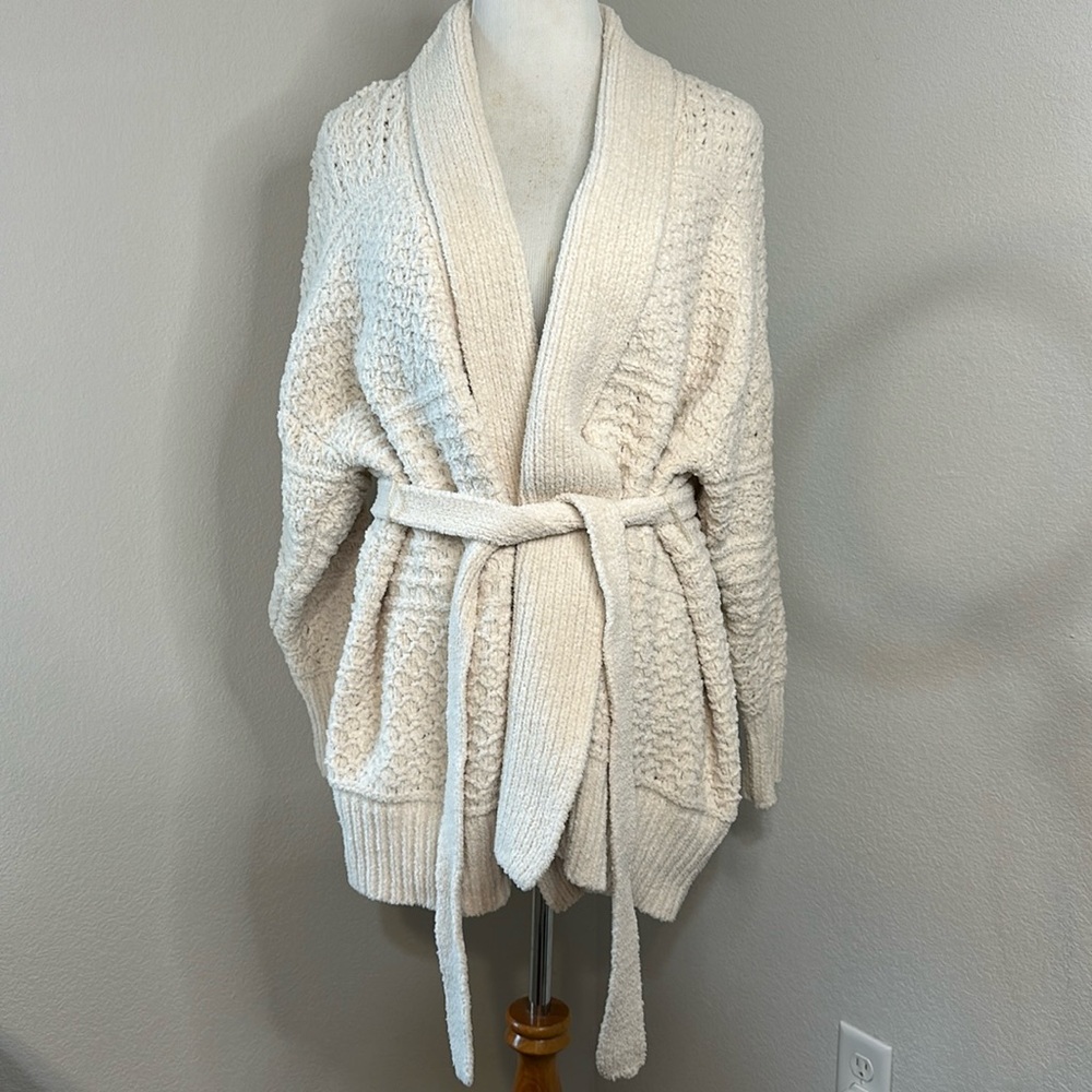 🆕 Jessica Simpson cream open knitted front tie cardigan large